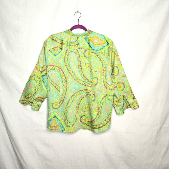 Lauren Ralph Lauren 3/4 Sleeve Paisley Print Blouse/top. Pink/green. 2X - Picture 3 of 12